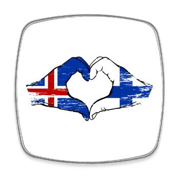 Island Finnland Flagge Hände Herzform - Viereckiger Kühlschrankmagnet - Weiß - Vorne