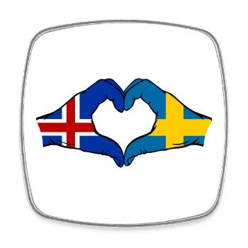 Island Schweden Flagge Hände Herzform - Viereckiger Kühlschrankmagnet - Weiß - Vorne