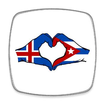 Cuba Island Flag Hands Heart - Square fridge magnet - white - Front