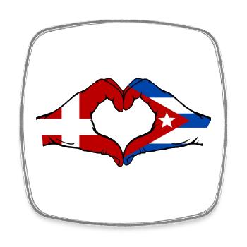 Danemark, Drapeau de Cuba, mains de cœur - Magnet carré - blanc - Devant