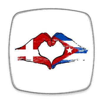 Danemark, Drapeau de Cuba, mains de cœur - Magnet carré - blanc - Devant