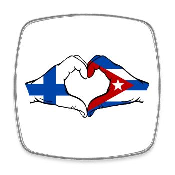 Finland Cuba Flag Hands Heart - Square fridge magnet - white - Front