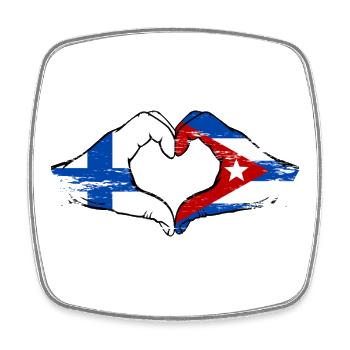 Finlande Drapeau Cuba Mains Cœur - Magnet carré - blanc - Devant