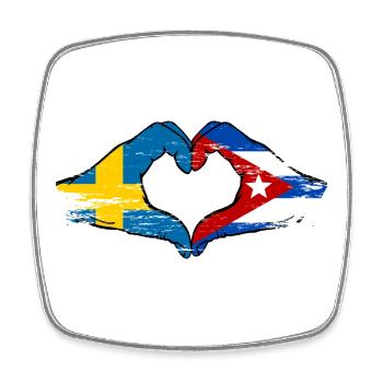 Drapeau Suède-Cuba Mains en forme de cœur utilisées - Magnet carré - blanc - Devant