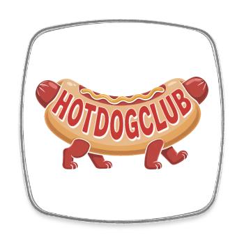 Hot Dog Club - Cool Fast Food Design - Square fridge magnet - white - Front