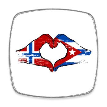 Norway Cuba Flag Hands Heart - Square fridge magnet - white - Front