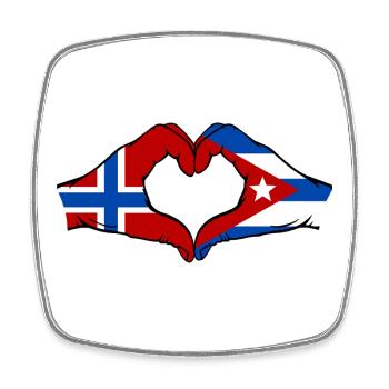 Drapeau de la Norvège, Cuba, mains de cœur - Magnet carré - blanc - Devant