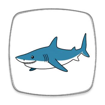 Requin Cartoon Bleu – Ami côtier - Magnet carré - blanc - Devant
