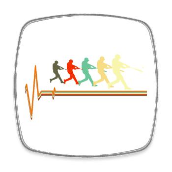 Baseball Herzschlag EKG Puls Retro Batter Sports - Viereckiger Kühlschrankmagnet - Weiß - Vorne