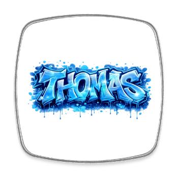 Graffiti Thomas Name Geschenk Ideal Druckbar - Viereckiger Kühlschrankmagnet - Weiß - Vorne