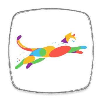 Chat coloré en mouvement – Design abstrait - Magnet carré - blanc - Devant