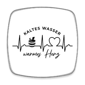 Kaltes Wasser, warmes Herz, Eisbaden, EKG, Puls - Square fridge magnet - white - Front