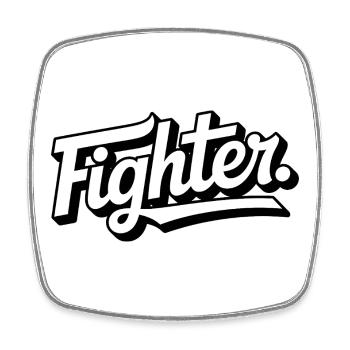 fighter. Schriftzug Clean - Viereckiger Kühlschrankmagnet - Weiß - Vorne