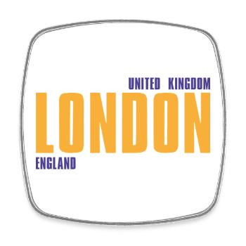 Londres en texte doré avec accents bleus - Magnet carré - blanc - Devant