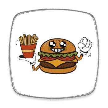 Burger Hero mit Pommes frites - Viereckiger Kühlschrankmagnet - Weiß - Vorne