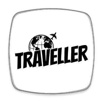 Globetrotter - Voyageur - Voyageur - Magnet carré - blanc - Devant