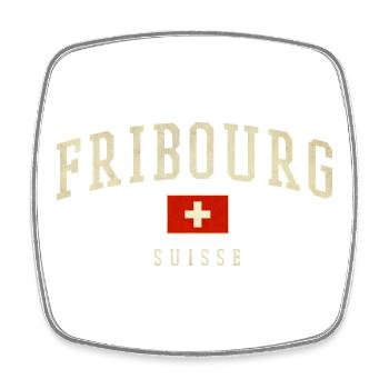 Fribourg Vintage Schweizer Emblem - Viereckiger Kühlschrankmagnet - Weiß - Vorne