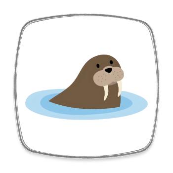 Süßes Walross im Wasser – Kawaii Comic Design - Viereckiger Kühlschrankmagnet - Weiß - Vorne