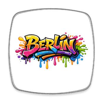 Berlin Graffiti lettering with colorful color effects - Square fridge magnet - white - Front