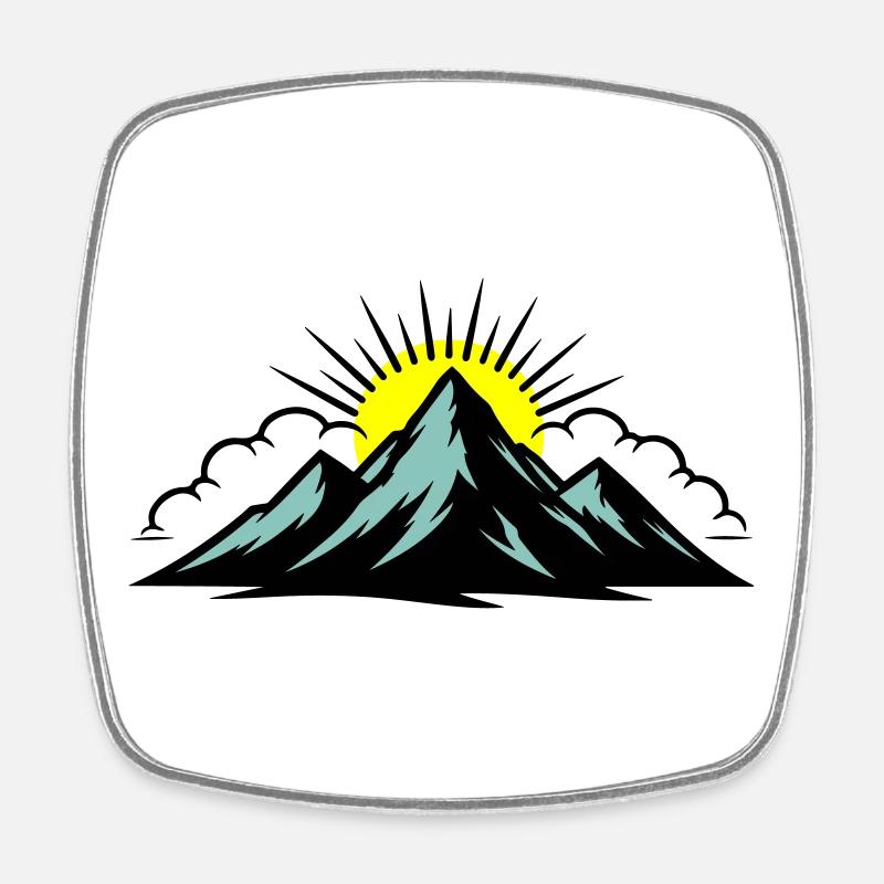 Berge Wolken Gipfel - Viereckiger Kühlschrankmagnet - Weiß