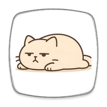 Sleeping cat in kawaii style - Square fridge magnet - white - Front