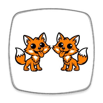 Couple Renard - Magnet carré - blanc - Devant