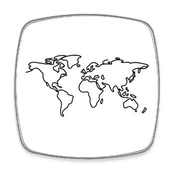 Carte du monde en lignes - Magnet carré - blanc - Devant