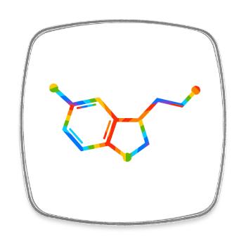 Regenbogenmolekülgeometrie – Seratonin - Viereckiger Kühlschrankmagnet - Weiß - Vorne