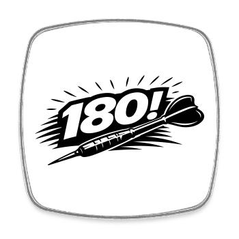 Darts 180 Dartpfeil - Viereckiger Kühlschrankmagnet - Weiß - Vorne