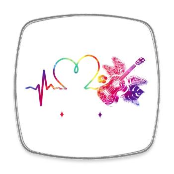 Ukulélé hawaïen Ukulélé Live Love - Magnet carré - blanc - Devant