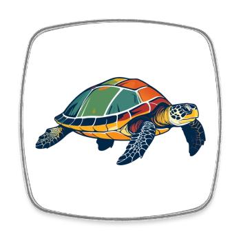 Colorful Sea Turtle Pop Art - Square fridge magnet - white - Front