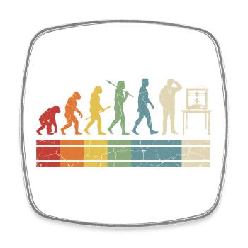 3D Printing Evolution – Vintage Maker Design - Square fridge magnet - white - Front