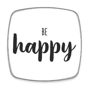 Be Happy Lettering Trend - Square fridge magnet - white - Front