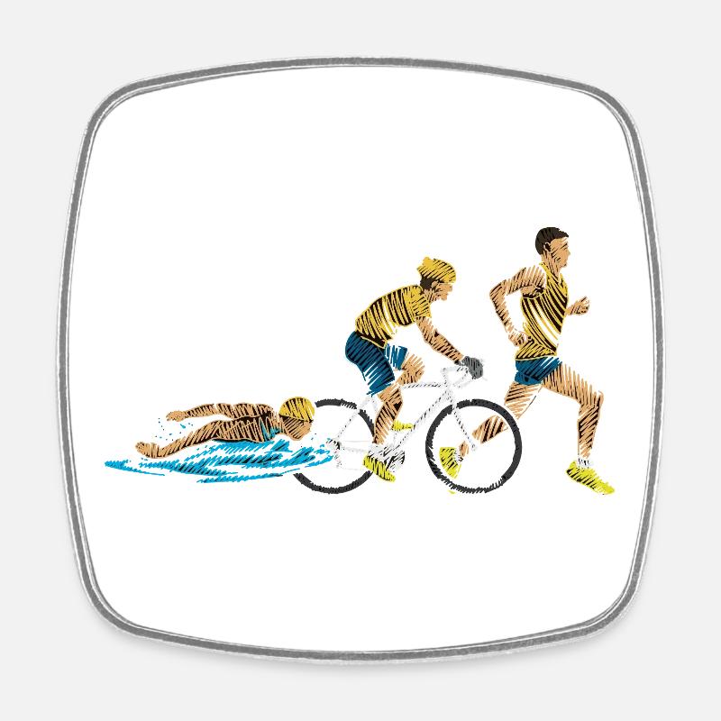 Relai Triathlon: Nage-Cycle-Course - Magnet carré - blanc