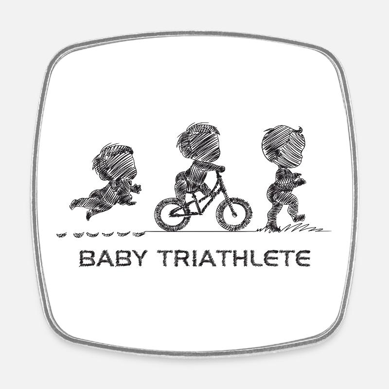 Kleiner Knopf-Triathlet - Viereckiger Kühlschrankmagnet - Weiß