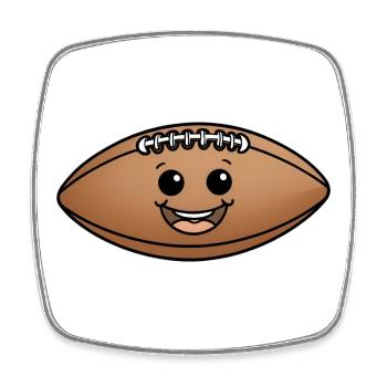 Smiling Cuddly Ball Cartoon Football - Square fridge magnet - white - Front