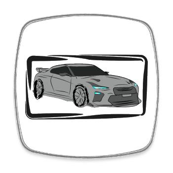Sports Car Silhouette Neon Accents - Square fridge magnet - white - Front
