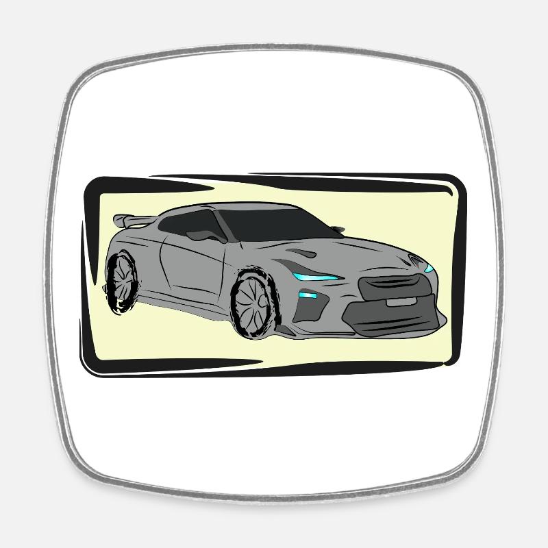 Sports Car Neon Silhouette - Square fridge magnet - white