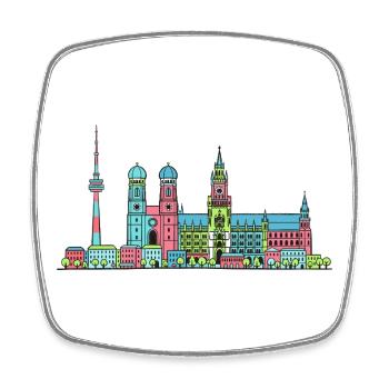 Münchner Stadtskyline Marienplatz Moderne Linienkunst - Viereckiger Kühlschrankmagnet - Weiß - Vorne