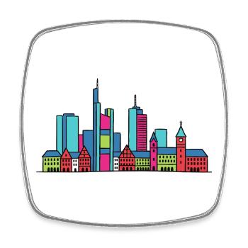 Frankfurt City Skyline Mainhattan Line Art - Square fridge magnet - white - Front