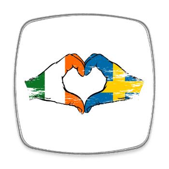 Irlande Drapeau Suède Mains en forme de cœur - Magnet carré - blanc - Devant