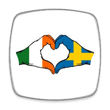 Irlande Drapeau Suède Mains en forme de cœur - Magnet carré - blanc - Devant
