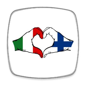 Italie Drapeau Finlande Mains Forme de cœur - Magnet carré - blanc - Devant