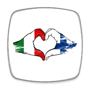 Italy Finland Flag Hands Heart Shape Used - Square fridge magnet - white - Front
