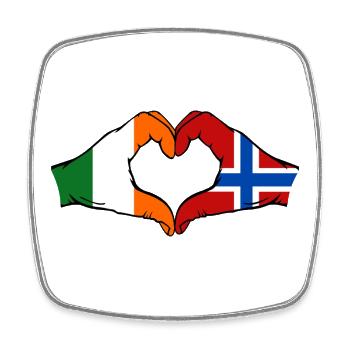 Irlande Drapeau de la Norvège Mains en forme de cœur - Magnet carré - blanc - Devant