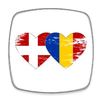 Cœur du drapeau Danemark-Roumanie utilisé - Magnet carré - blanc - Devant
