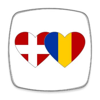 Cœur du drapeau Danemark-Roumanie - Magnet carré - blanc - Devant