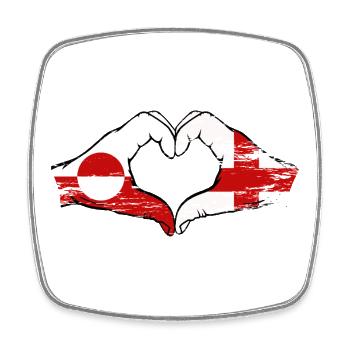 Drapeau du Groenland Angleterre mains en forme de cœur utilisée - Magnet carré - blanc - Devant