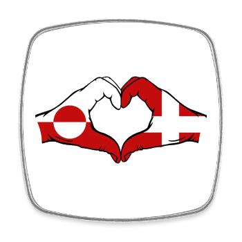 Drapeau du Groenland Danemark Mains Forme de cœur - Magnet carré - blanc - Devant