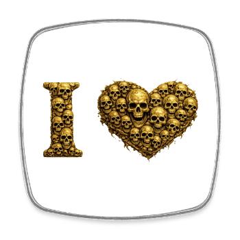 Herz aus Schädeln: Gothic Skull Liebe - Viereckiger Kühlschrankmagnet - Weiß - Vorne